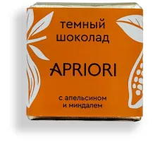 Шоколад порционный Apriori темный, с цукат апельс и лепест минд, 1250г/уп