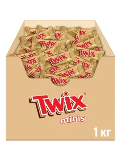 Шоколадный батончик Twix Minis с карамелью и печеньем, 1кг