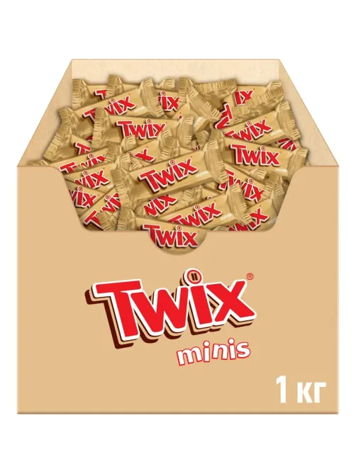 Шоколадный батончик Twix Minis с карамелью и печеньем, 1кг