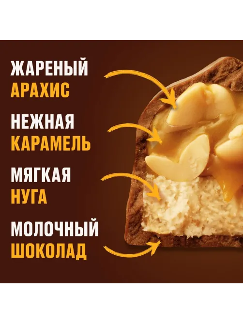 Шоколадный батончик Snickers с карамелью, арахисом и нугой, 50,5г