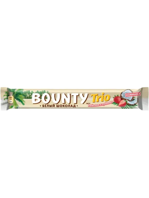 Шоколадный батончик Bounty ТРИО клубника белый шоколад, 78г