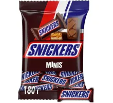 Шоколадный батончик Snickers Minis с карамелью, арахис и нугой, пакет, 180г