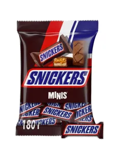 Шоколадный батончик Snickers Minis с карамелью, арахис и нугой, пакет, 180г