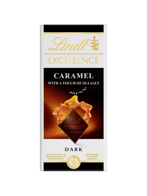Шоколад LINDT темный с морской солью и карамелью, 100 гр