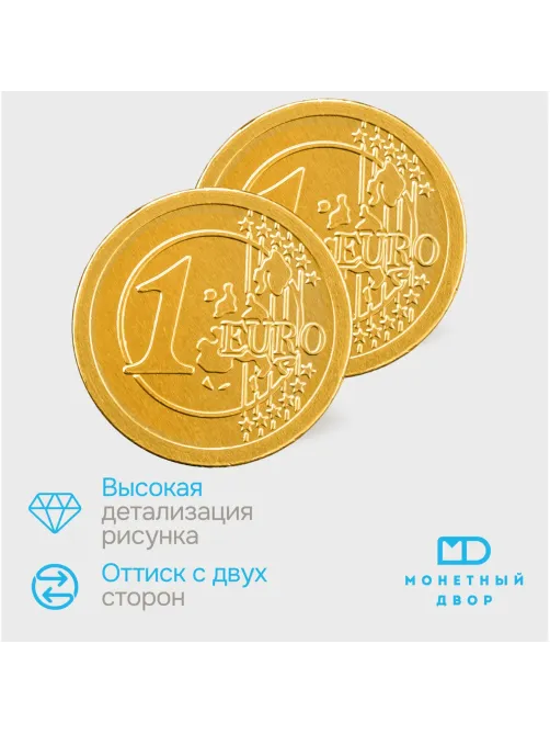 Шоколад порционный Монеты в банке Евро, 6г/120 шт