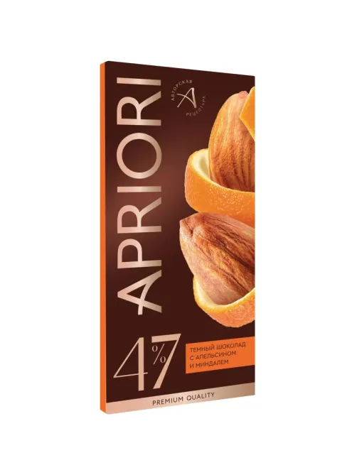 Шоколад Apriori темный, с апельсином и миндалем, 85г