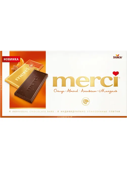 Шоколад Merci Апельсин-миндаль, 100г