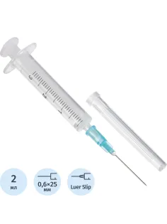 Шприц 2-комп. однораз. 2мл LS 23G(0,6x25) прил. 100шт/уп СТЕРИН