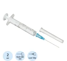 Шприц 2-комп. однораз. 2мл LS 23G(0,6x30) прил. 100шт/уп KD-Ject