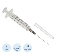 Шприц 2-комп. однораз. 5мл LS 22G(0,7x40) прил. 100шт/уп SFM