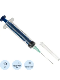 Шприц 3-комп. однораз. 10мл LS 21G(0,8х40) прил. 100шт/уп MedAim