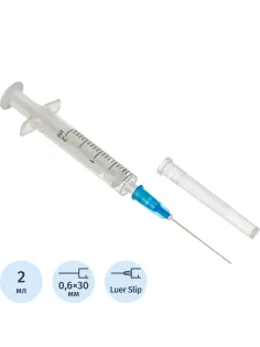 Шприц 2-комп. однораз. 2мл LS 23G(0,6x30) прил. 100шт/уп SFM