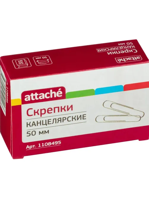 Скрепки Attache оцинкованные,50 мм,негофрированные,50 шт/уп