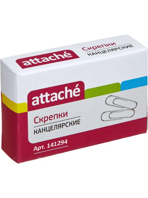 Скрепки Attache никелированные, 22 мм, негофрированные, 100 шт/уп