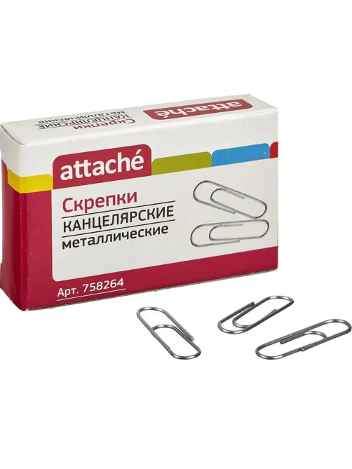 Скрепки металлические без. покрытия,28 мм, негофрирован.,100шт/уп