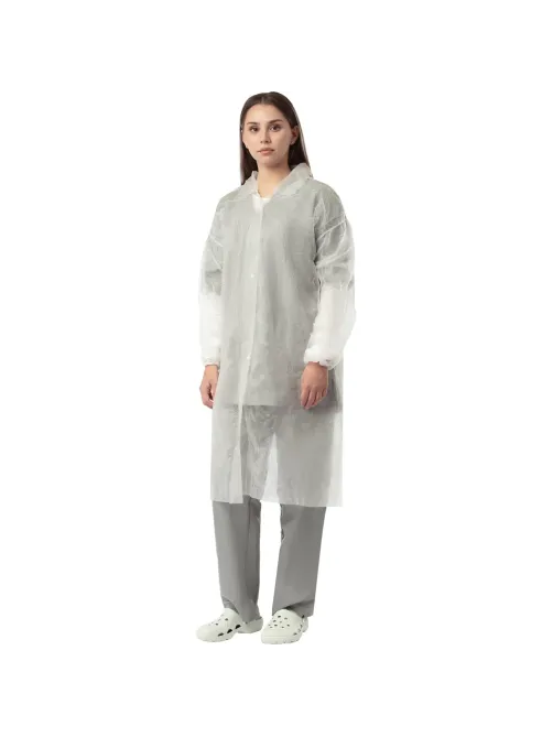 Халат н/с процед, рук.рез, на липч, XL, дл.110см, пл 25, белый, 10шт/уп