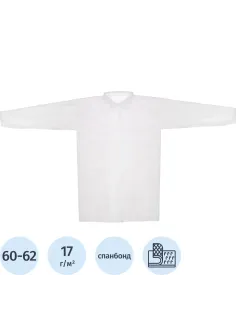 Халат мед.одноразовый на липучке ц.белый р.6XL дл.110см пл.17гр/м2 10шт/уп