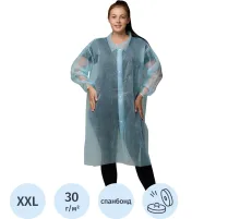 Халат н/с процед, рук.рез, 4кн, XXL(56-58) пл 30, гол, Комус, 10шт/уп