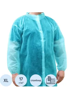 Халат н/с процед, рук.рез, на липуч, XL, дл.110см, пл 17, голуб, 10шт/уп
