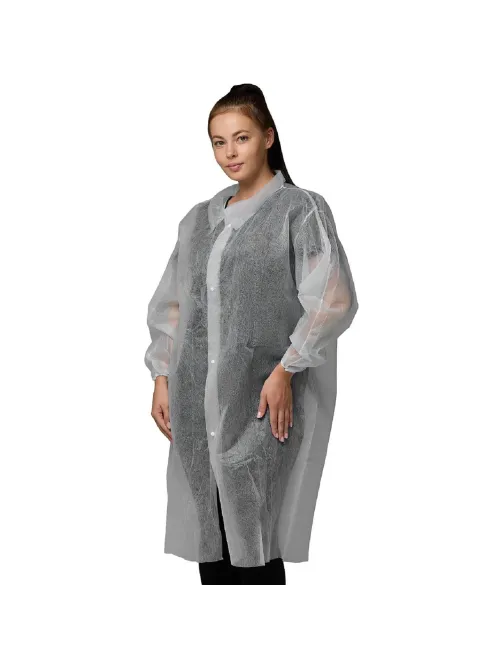 Халат н/с процед, рук.рез, 4кн, XL(52-54), пл 20, бел, Комус, 10шт/уп