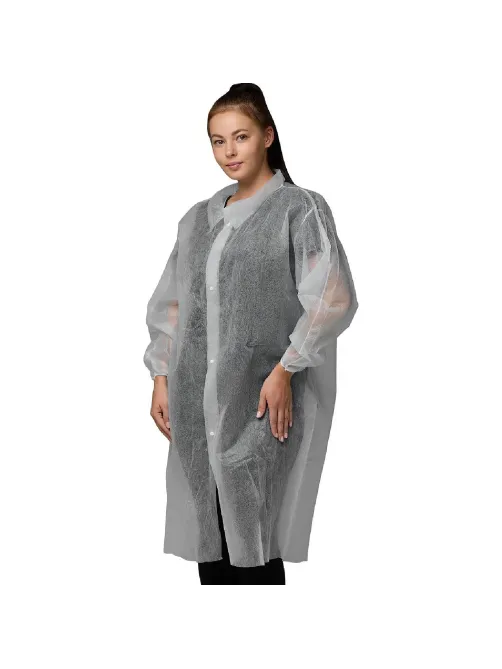 Халат н/с процед, рук.рез, 4кн, XL(52-54), пл 30, бел, Комус, 10шт/уп