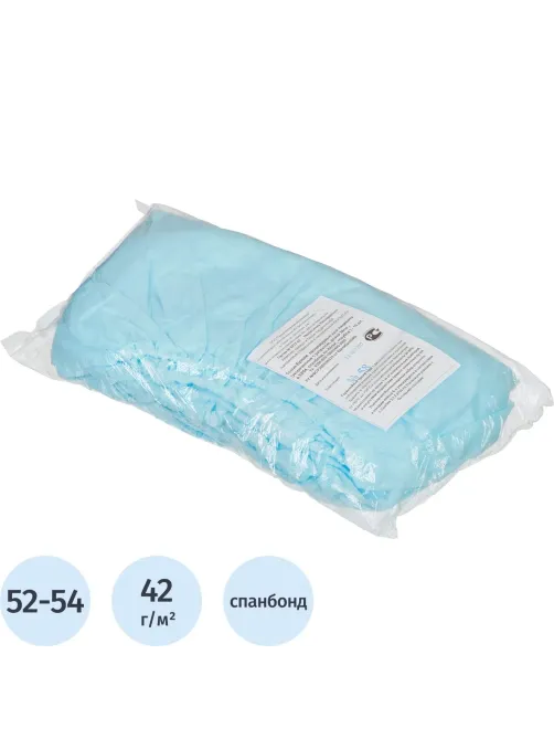 Трусы н/с, с разрезом дл.38см, р.52-54,голубые пл.42, 10шт/уп  Гекса