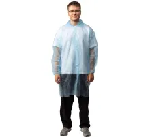 Халат н/с процед, рук.рез, на липуч, XXL, дл.110см, пл 17, голуб, 10шт/уп