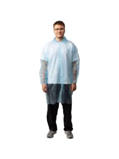 Халат н/с процед, рук.рез, на липуч, XXL, дл.110см, пл 17, голуб, 10шт/уп