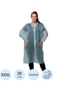 Халат н/с процед, рук.рез, 4кн, XXXL(60-62), пл 20, гол, Комус,10шт/уп