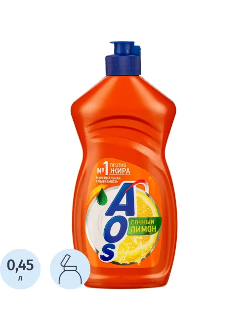 Средство для мытья посуды AOS Лимон 450г