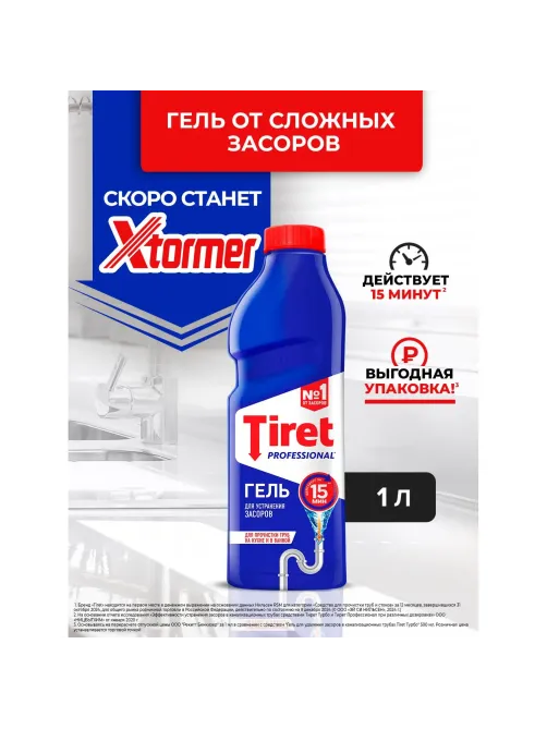 Средство для прочистки труб TIRET гель 1л