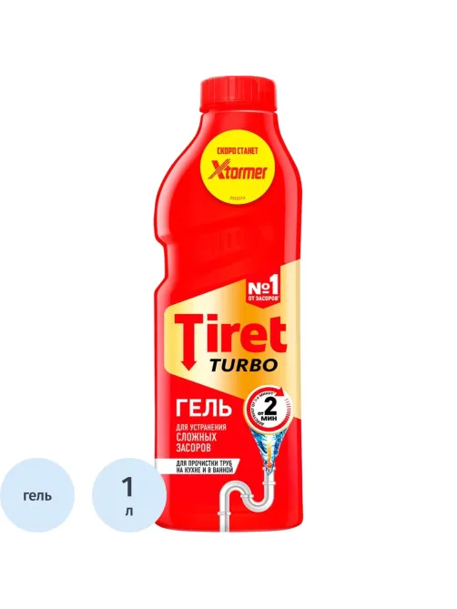 Средство для прочистки труб TIRET TURBO гель, 1л