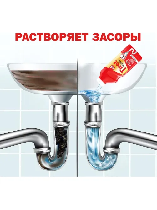 Средство для прочистки труб TIRET TURBO гель, 1л