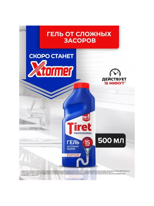 Средство для прочистки труб TIRET Professional гель 500мл