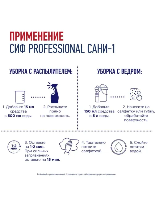 Средство для сантехники кислот. Сиф Professional против ржавч.концентрат 1л