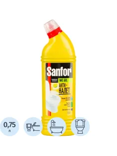 Средство для сантехники SANFOR WС гель 750 г, лимонная свежесть