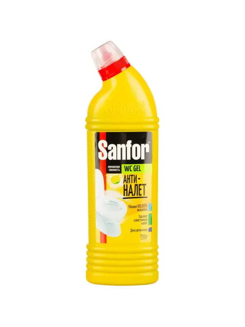 Средство для сантехники SANFOR WС гель 750 г, лимонная свежесть