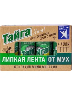 Средство от насекомых Тайга Хит! липкая лента от мух 4 шт /уп