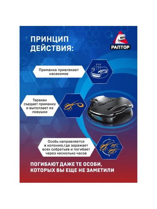 Средство от насекомых РАПТОР Ловушка от тараканов 10 шт/уп