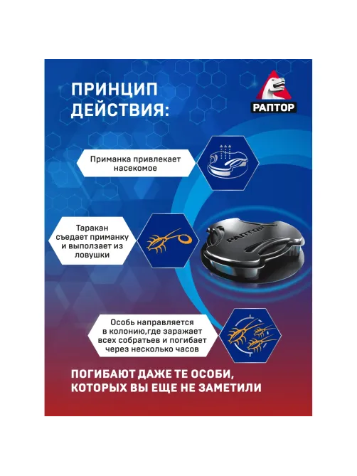 Средство от насекомых РАПТОР Ловушка от тараканов 6 шт