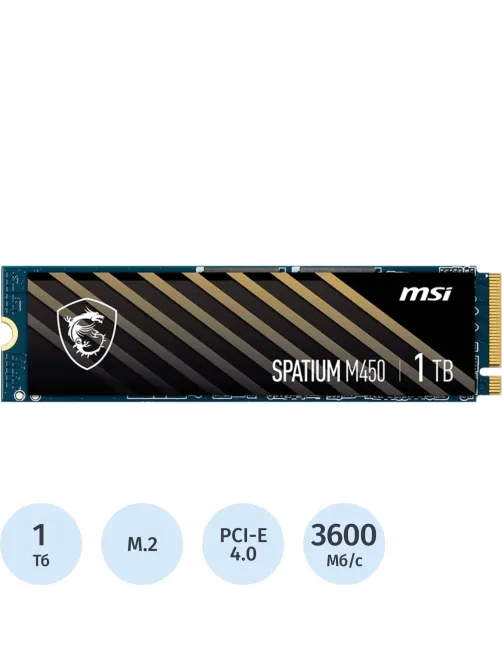 SSD накопитель MSI SSD SPATIUM M450, 1000GB, M.2 PCIe4.0x4(S78-440L0M0-P83