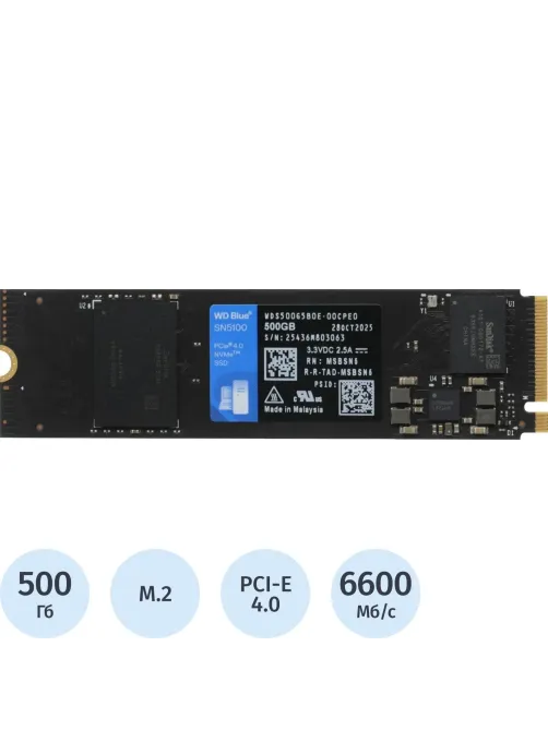 SSD накопитель WD Green SN5100 M2.2280 PCIe 4.0 500Gb(WDS500G5B0E)
