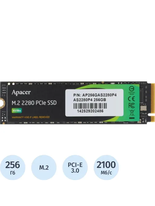 SSD накопитель Apacer AS2280P4 256Gb M.2 2280 PCIe Gen3x4(AP256GAS2280P4-1)