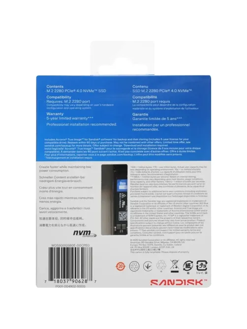 SSD накопитель WD Green SN5100 M2.2280 PCIe 4.0 500Gb(WDS500G5B0E)