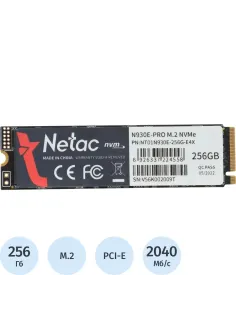 SSD накопитель Netac SSD N930E (NT01N930E-256G-E4X)256GB/PCIe 3x4/M.2 2280