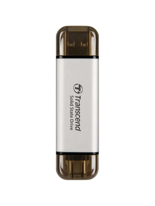 Портативный SSD Transcend 512Gb, USB 10Gbps, Type-C/Type-A, Серебряный