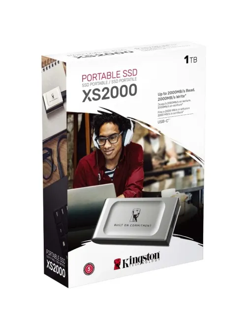 Портативный SSD Kingston External SSD XS2000,1000GB,Type-C,USB 3.2,Silver
