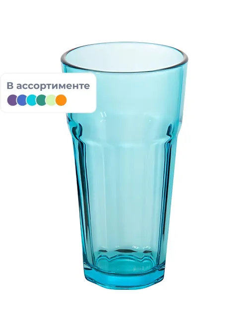 Стакан стеклянный 355 мл (цвета в ассортименте: бирюзовый/зелёный)
