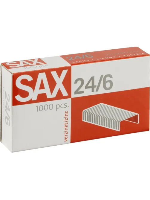 Скобы для степлера N24/6 SAX оцинкованные (2-30 лист.) 1000 шт в упаковке