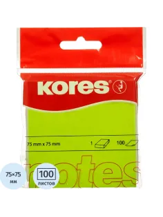 Стикеры Kores бум.для зам.75х75 неон. зеленая100л'47075(47077/47075)/47093